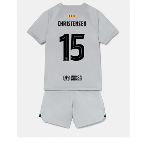 Dres Barcelona Andreas Christensen #15 Rezervni za djecu 2022-23 Kratak Rukav (+ kratke hlače)